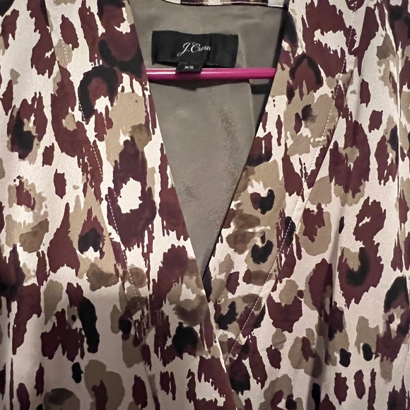 J Crew Autumn Cheetah Leopard Print Crepe Wrap Midi Dress XS NWOT - Picture 4 of 4